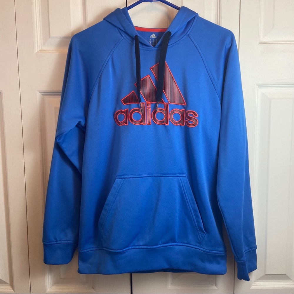 Adidas Blue Orange Hoodie Pull Over Sweatshirt S